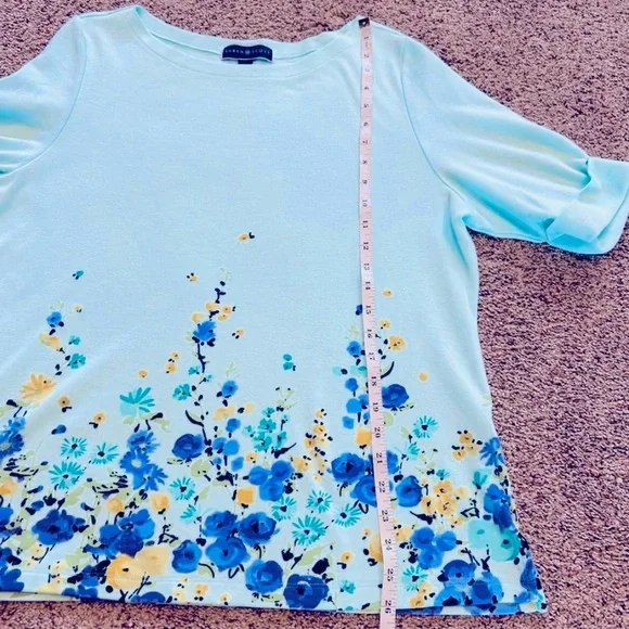 Karen Scott Floral Top with boat Neck & Wide Arm Cuff. Women’s XL EUC - Picture 12 of 13